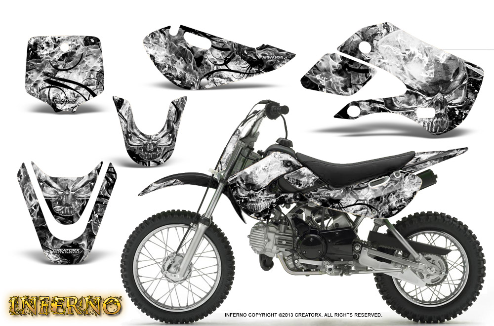 Kawasaki KLX110 KX65 Graphics Kit Inferno White